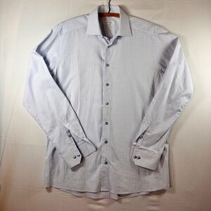 Eton Contemporary Fit Dress Shirt Blue White Check 16 41 Mens Long Sleeve